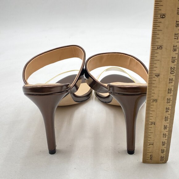 FSJ Brown Strappy Clear Open Toe Sandal Stiletto High Heel Mule Sexy Party Shoes - Picture 5 of 8